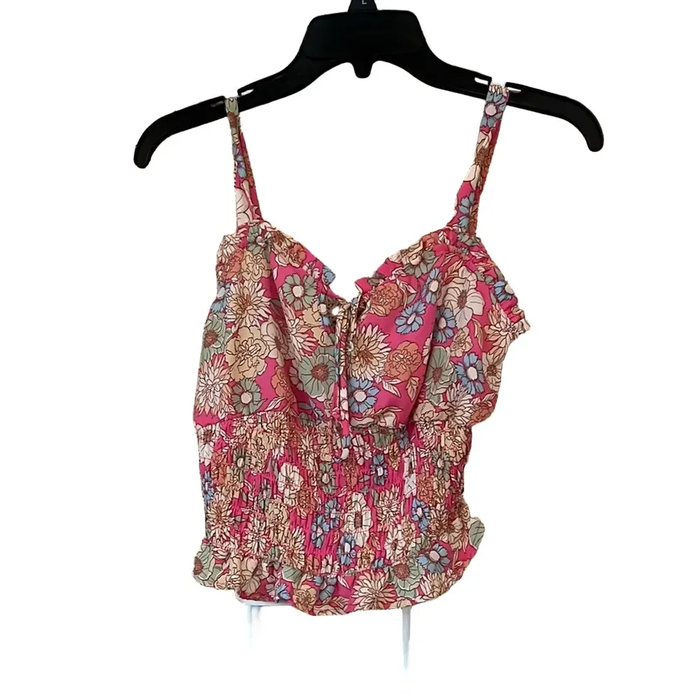 Sienna Sky Pink floral Ruffled Bustier Camisole tank top - Picture 2 of 9